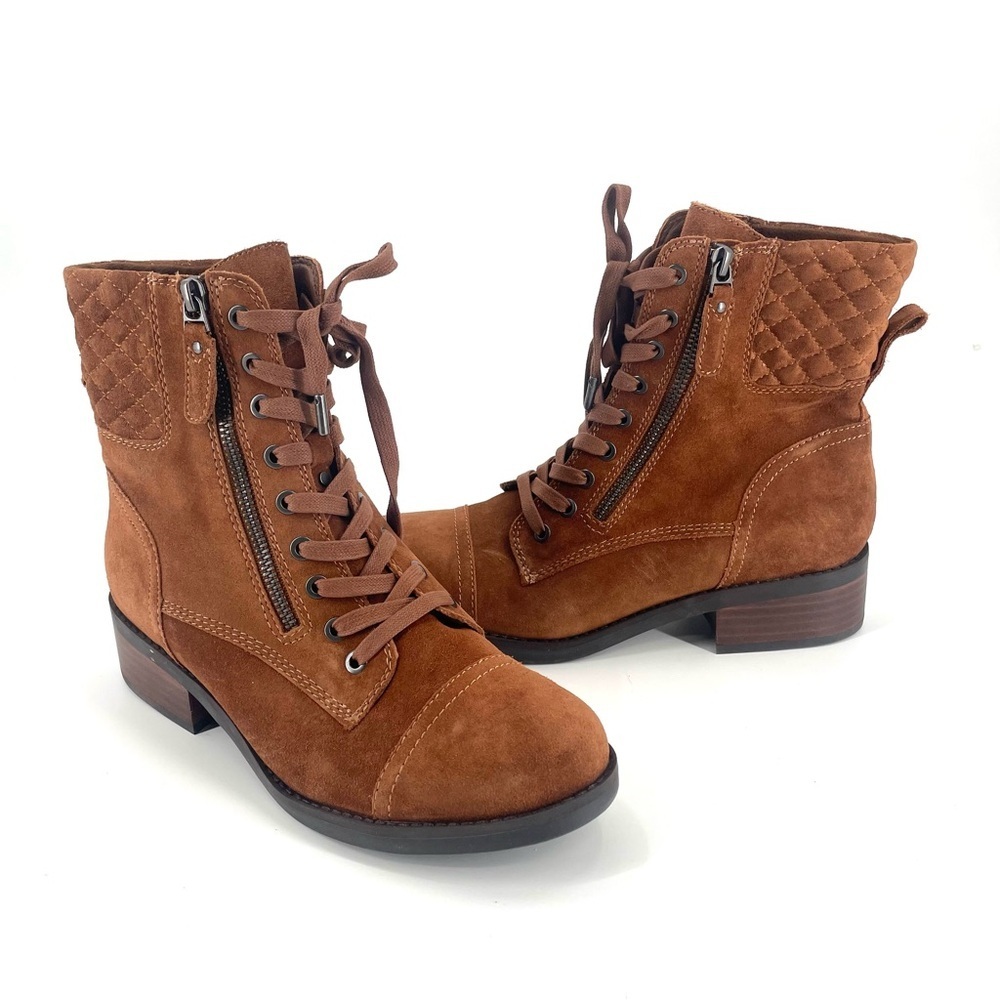 Lucca Lane Cailyn lace-up combat boots in brown suede